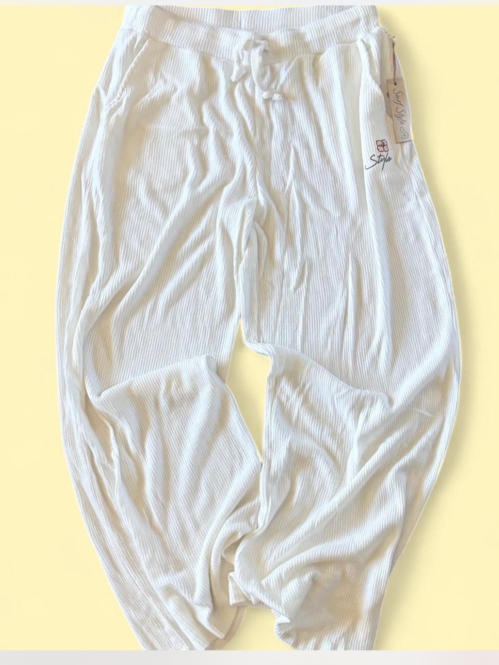 Surf Style Women’s White Ribbed Lounge Pants -